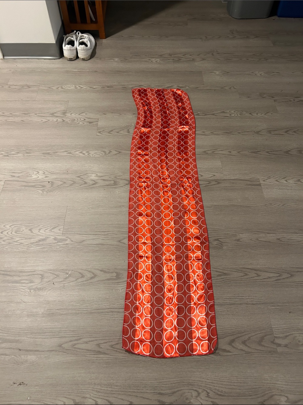 Orange Circle-Print Satin Scarf